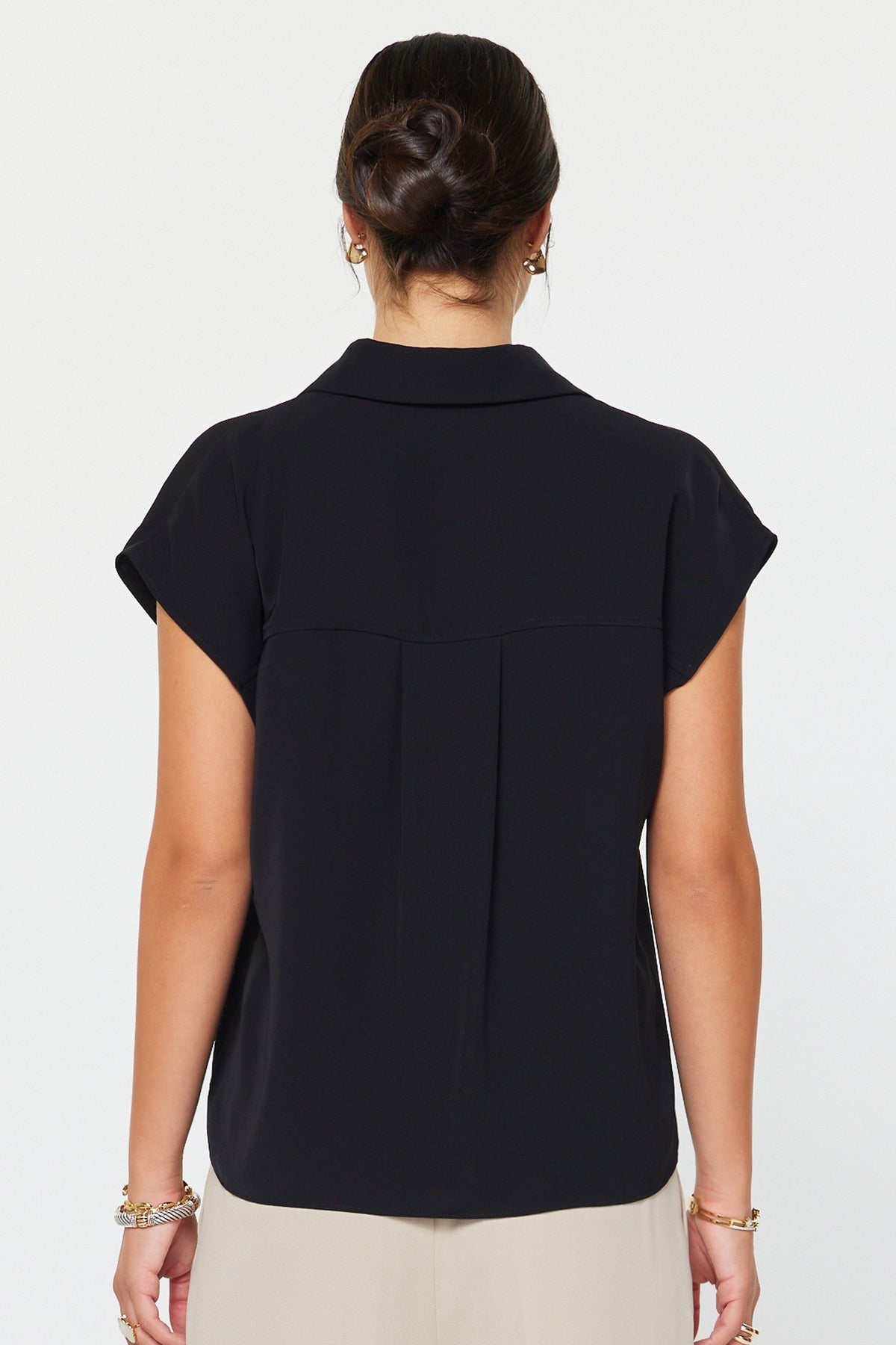 NYLAND Bella Cap-Sleeve Button Down Blouse