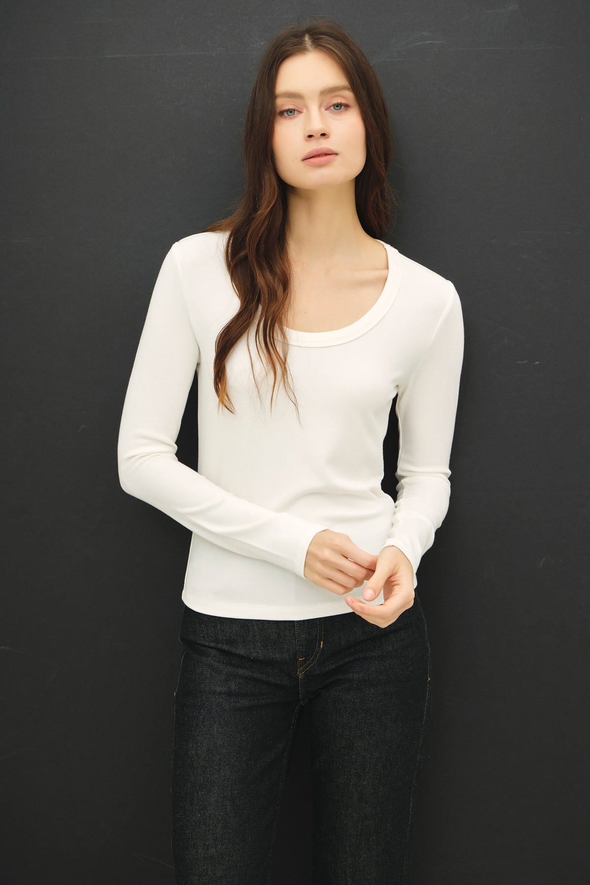 NYLAND Ilana Soft Jersey U Neck Long Sleeve
