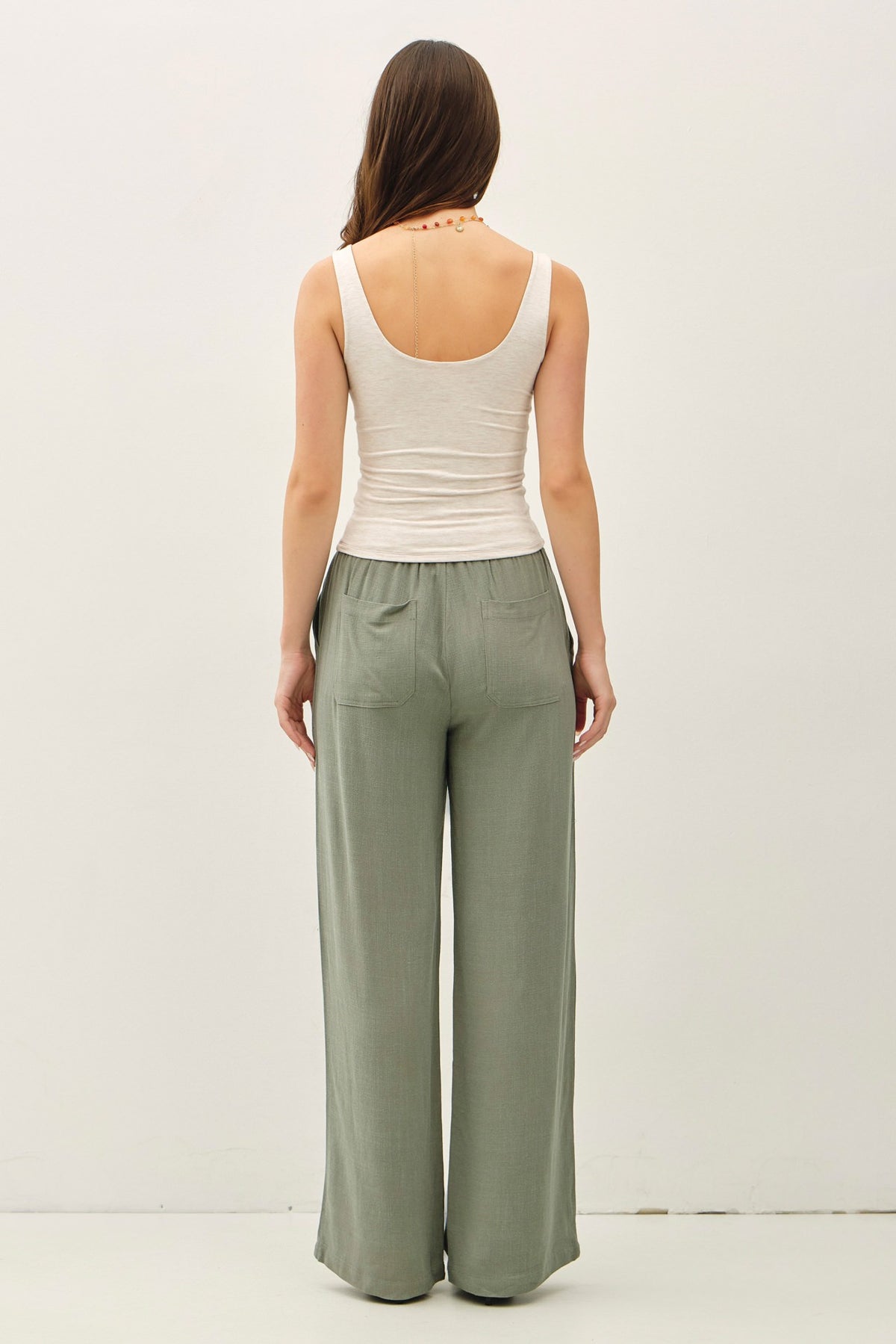 NYLAND Brenna Drawstring Wide Leg Linen Pants