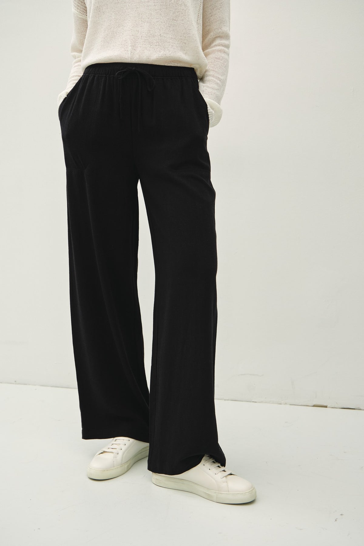 NYLAND Brenna Drawstring Wide Leg Linen Pants