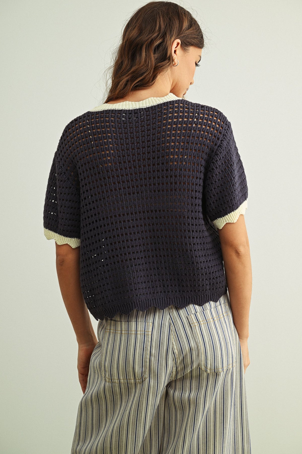 NYLAND Eliska Scalloped Knitted Top