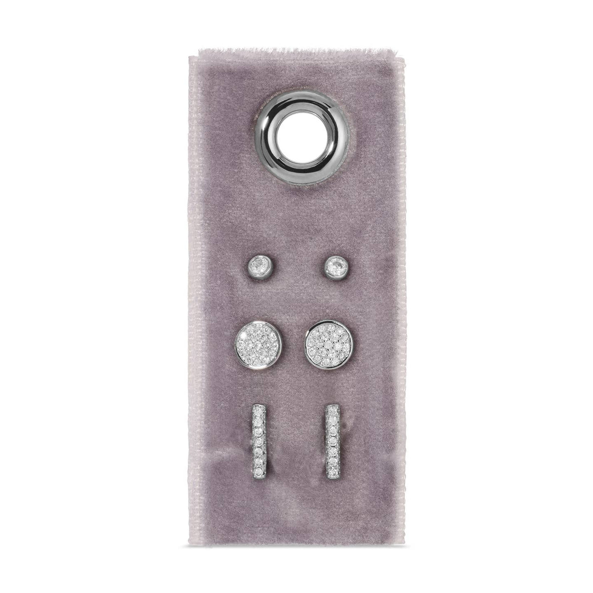 Splendid Iris Pave Velvet Stud Gift Set Silver