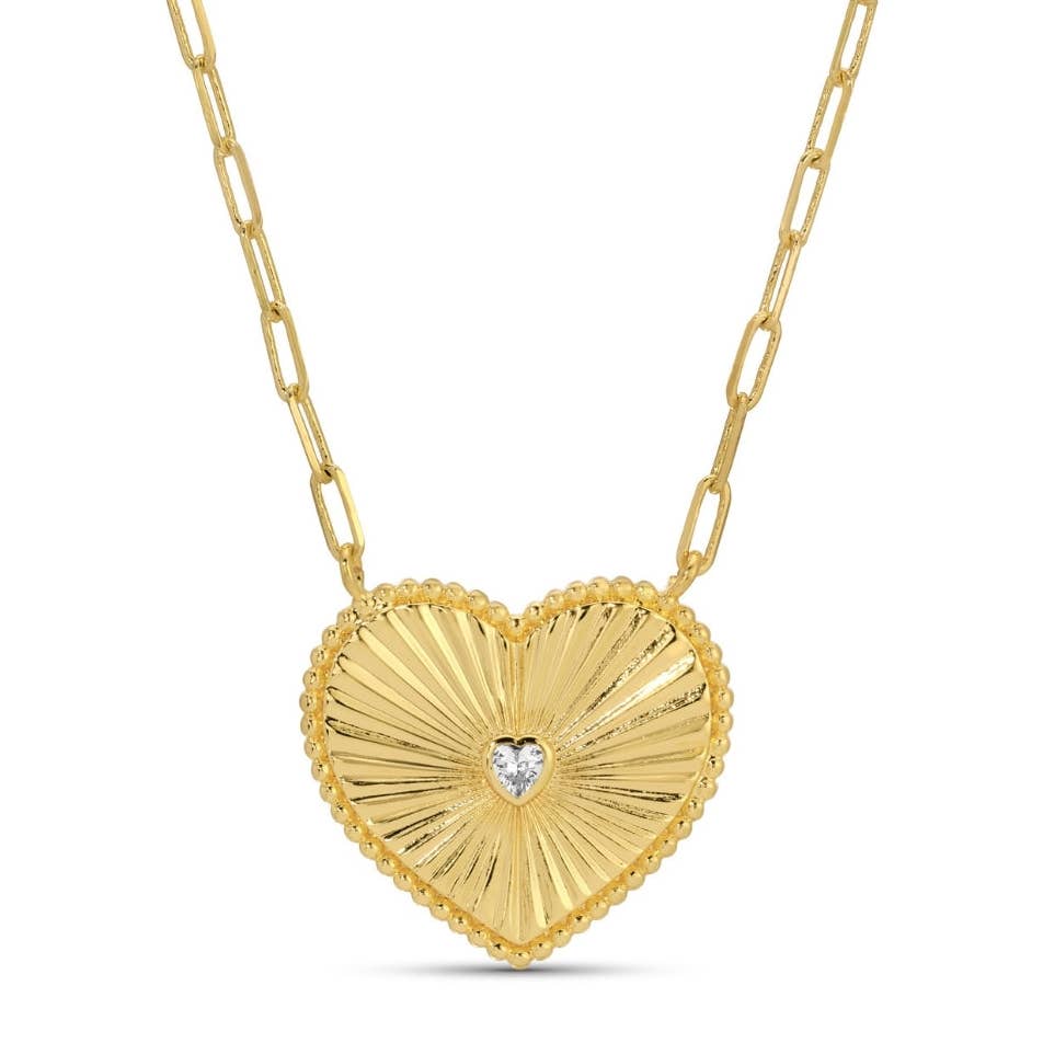 Splendid Iris Large Heart Burst Necklace