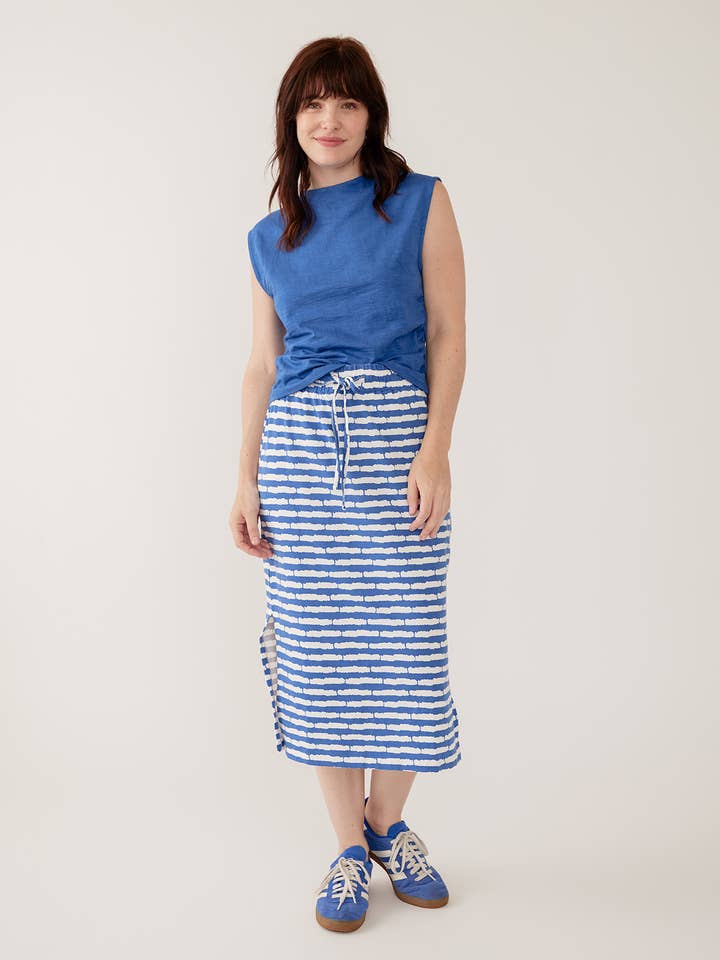 Mata Traders Ruched Top in Cerulean Slub