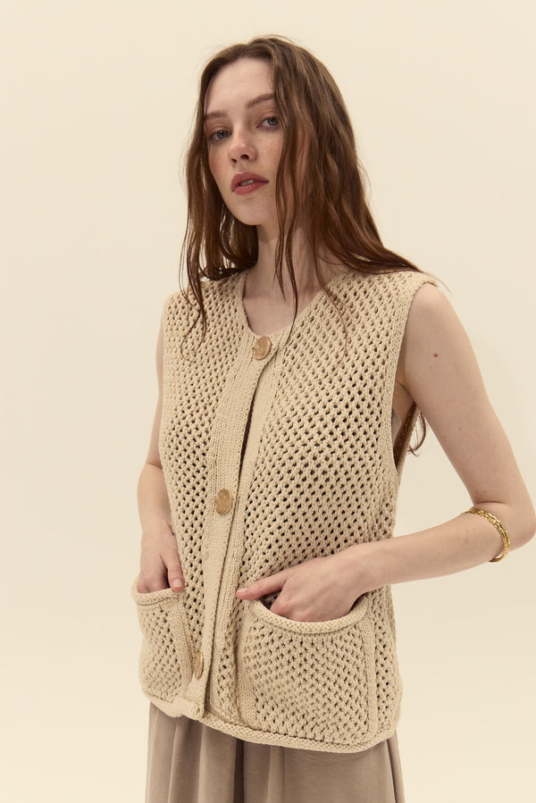 DELUC Anafi Knit Vest Ecru