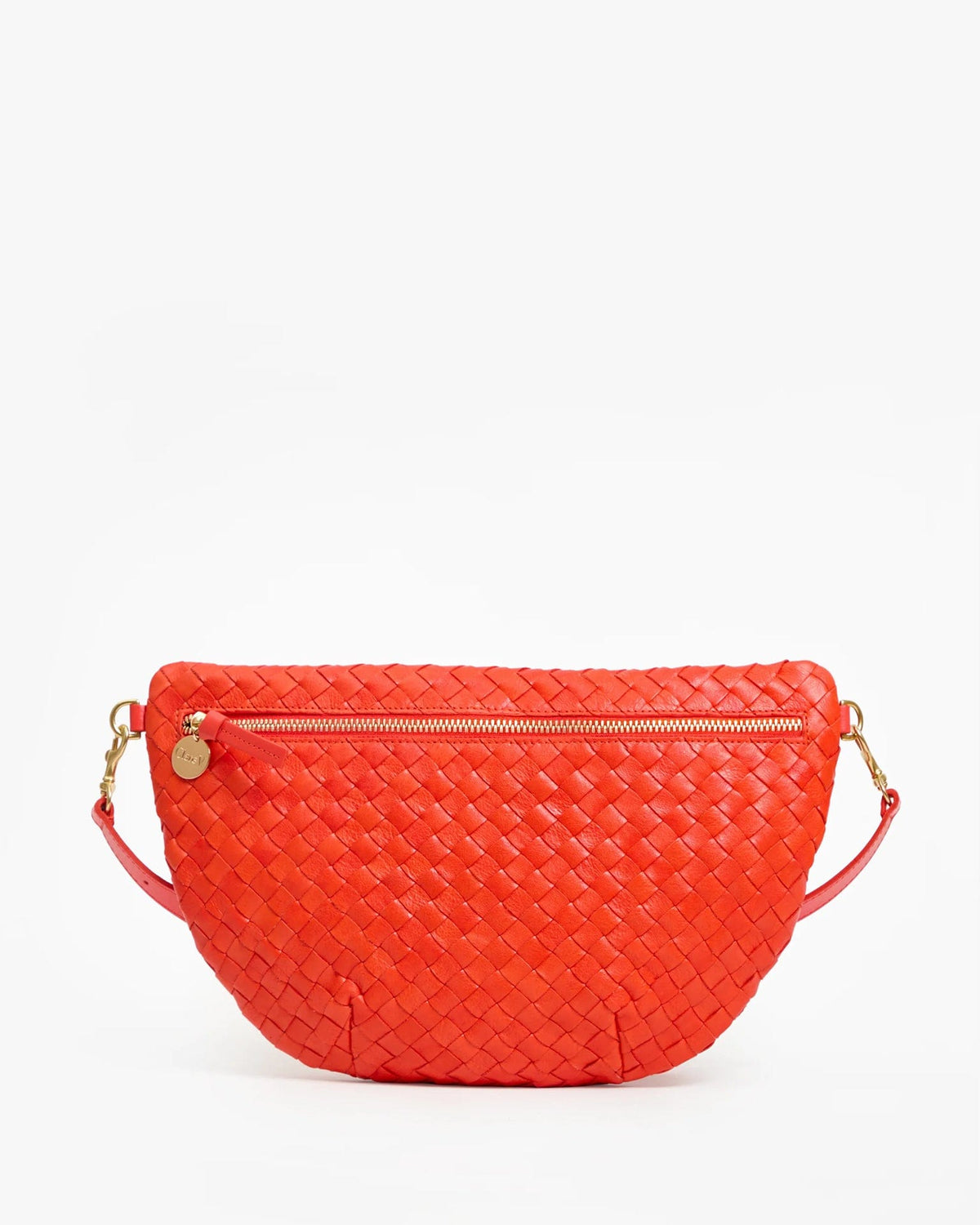 Clare V. Grande Fanny - Medium Woven Diagonal Poppy