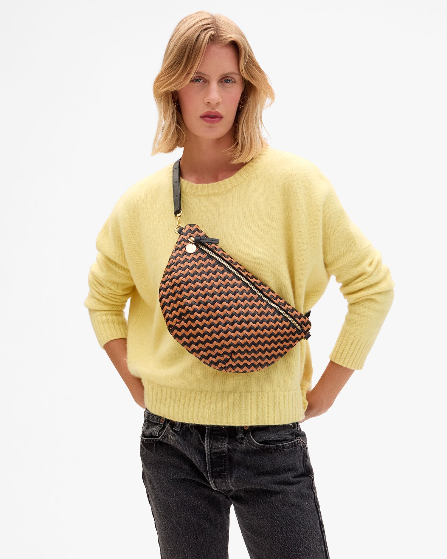 Clare V. Woven Zig-Zag Grande Fanny