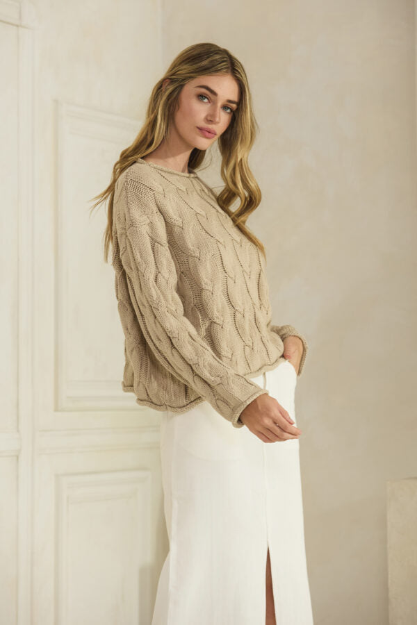 NYLAND Zuzu Cable Knit Sweater Taupe
