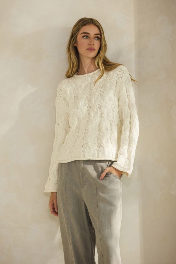 NYLAND Zuzu Cable Knit Sweater Cream