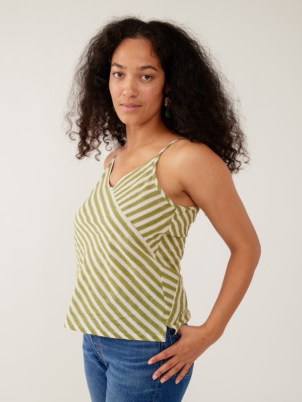 Mata Traders Benji Button Down Shirt Green Stripe