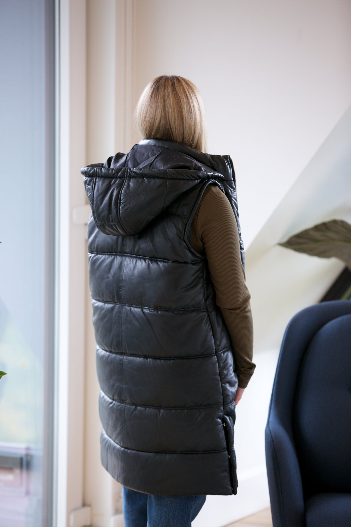 Mauritius Leather Veo CF Leather Puffer Vest Jacket