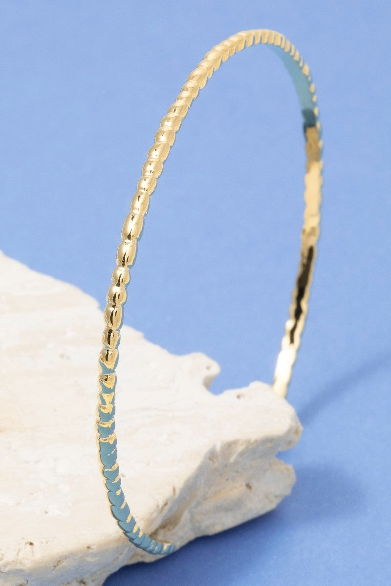 NYLAND Minimalist Gold Dipped Bead Texture Cuff Bracelet