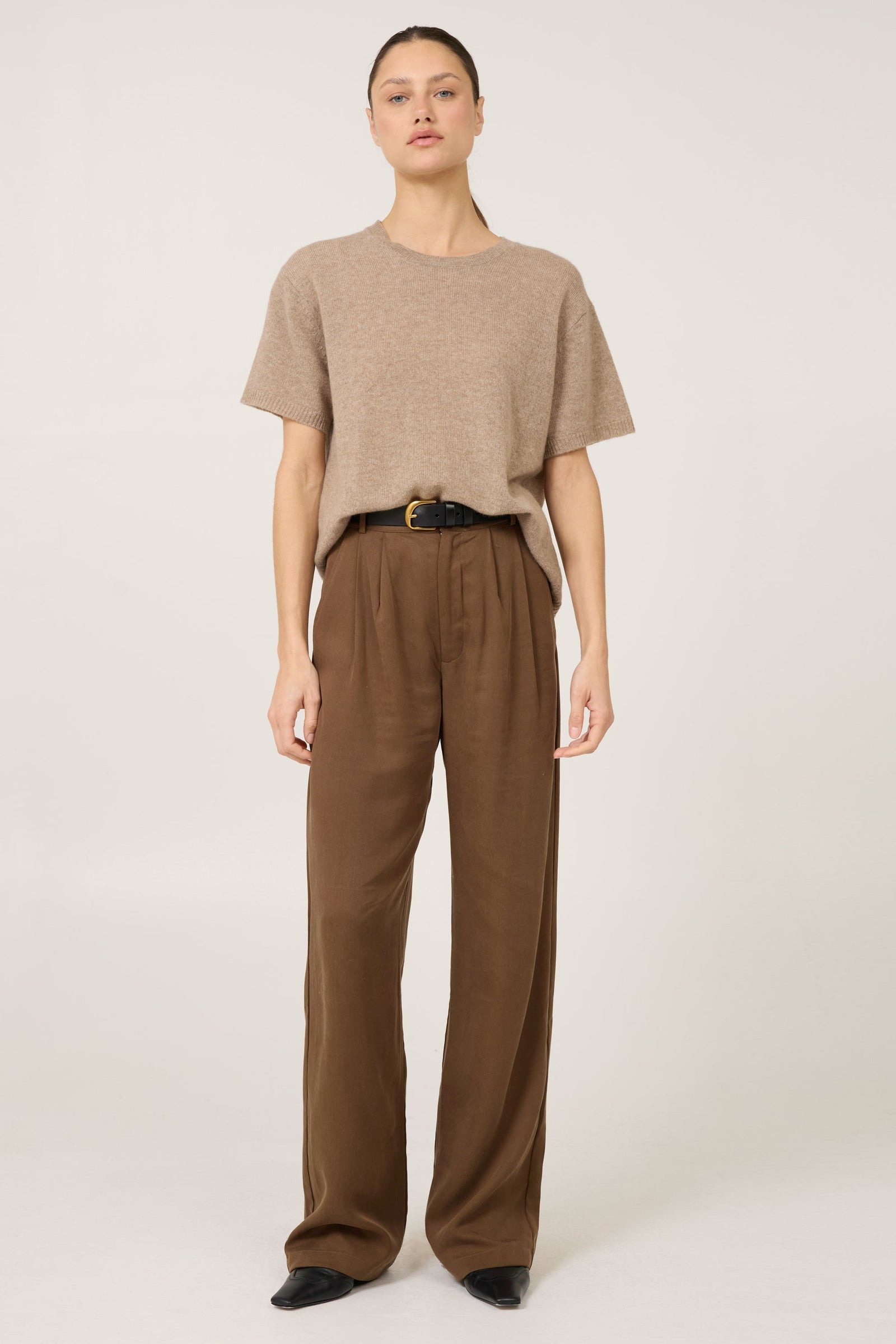 One Grey Day Sloane Cashmere Tshirt Stone