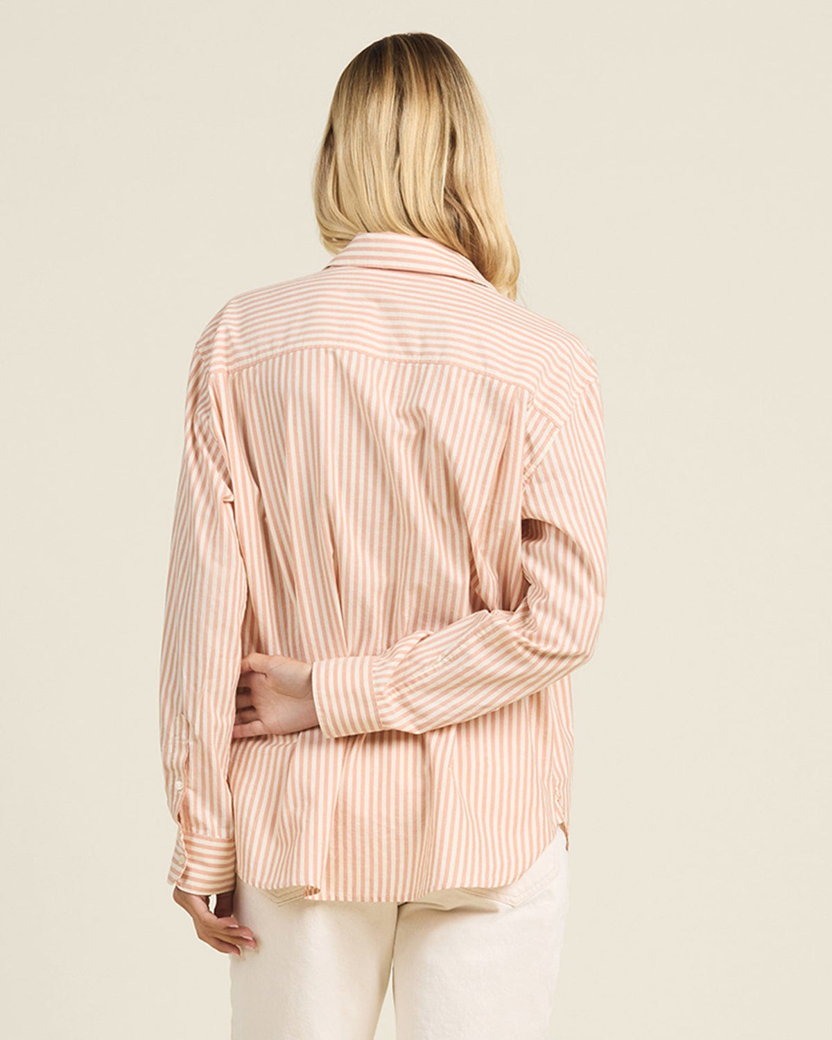 Birds of Paradis by Trovata Emilia Oversized Shirt in Maple Stripe