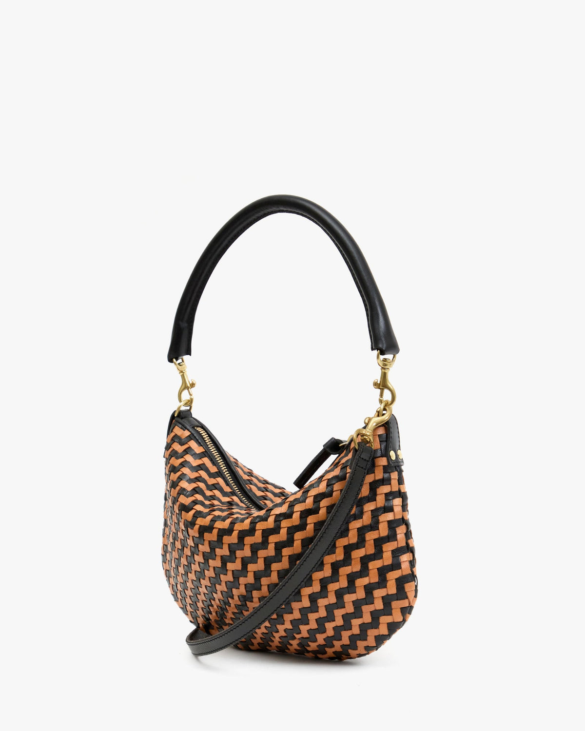 Clare V. Petit Moyen Messenger - Woven Zig Zag