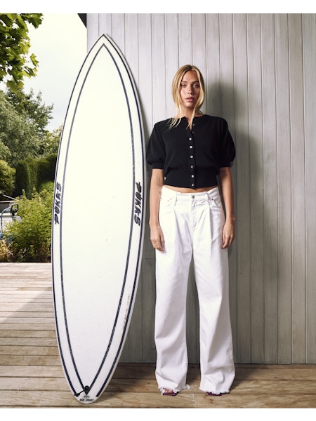 Colorush (C-RUSH) Baja Bliss Puff Button Top Black