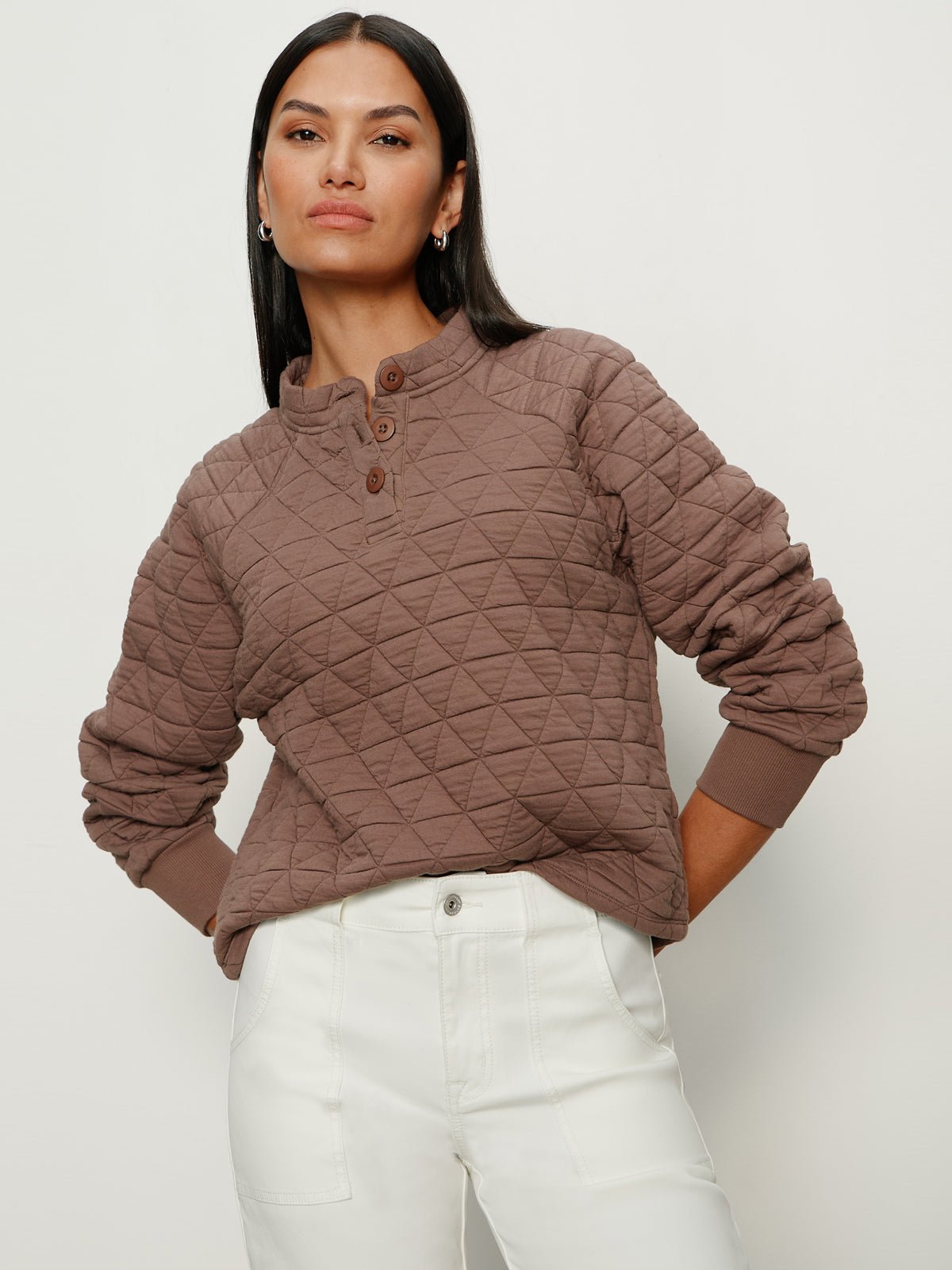 Sanctuary Quilted Button Popover Morel