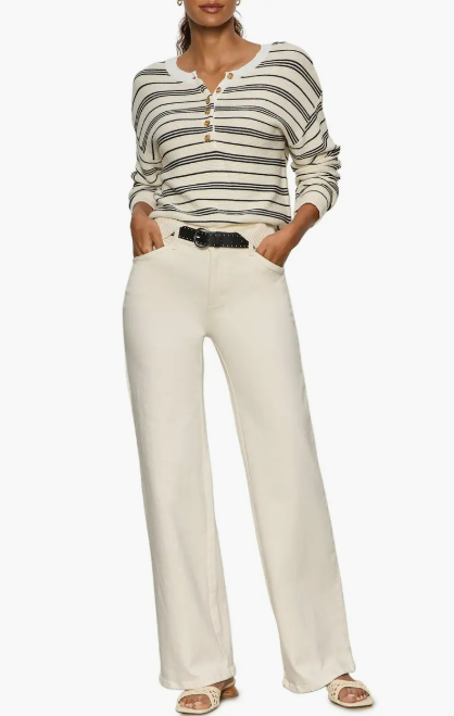 Sanctuary Striped Henley Sweater