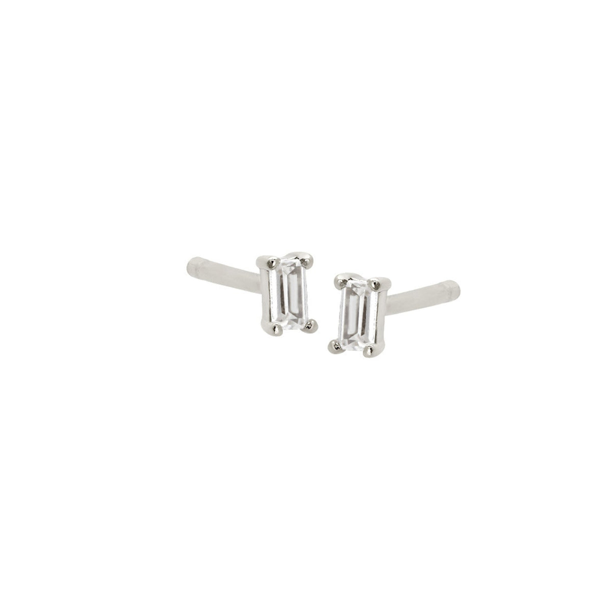 The Land of Salt Dara Clear CZ Baguette Stud Earrings