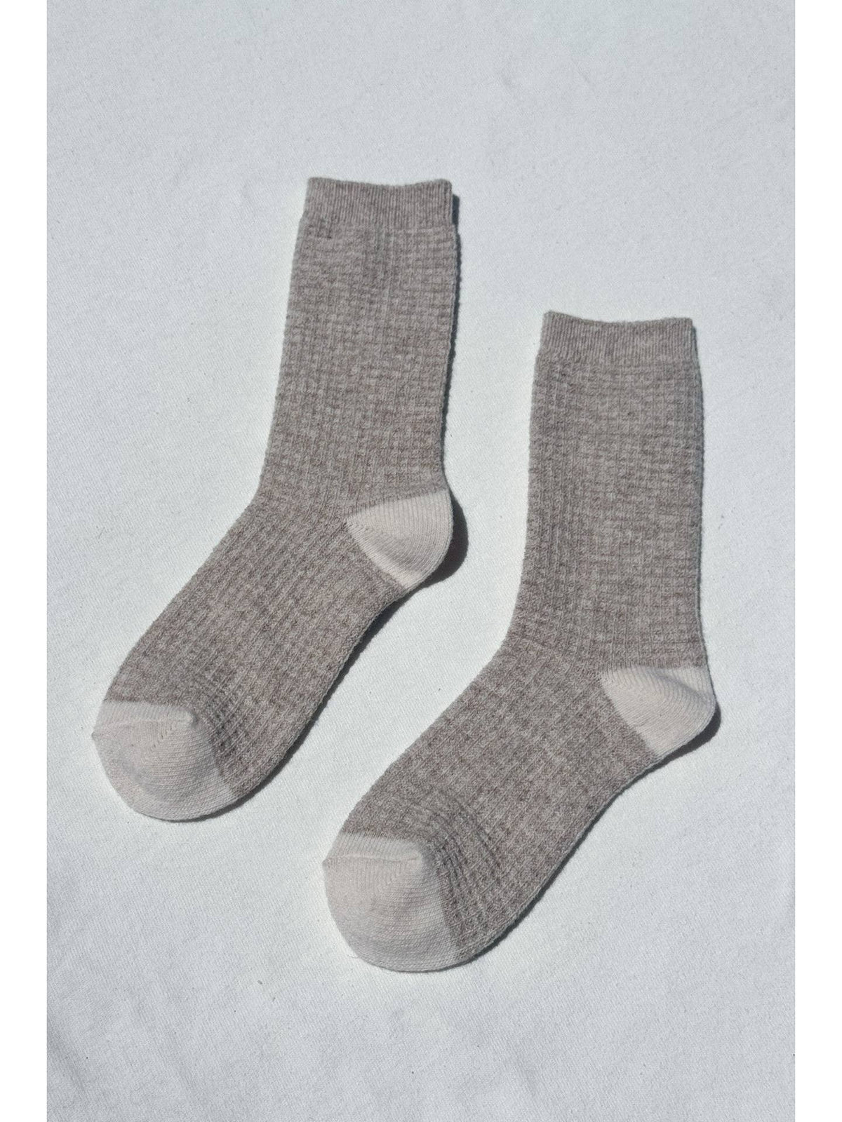 Le Bon Shoppe Wool Waffled Socks in Oatmeal/Cream