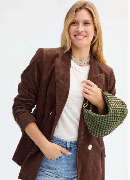 Clare V. Petit Moyen Messenger - Suede Woven Checker