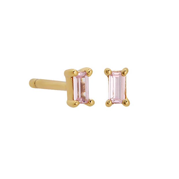 The Land of Salt Dara Pink CZ Baguette Stud Earrings