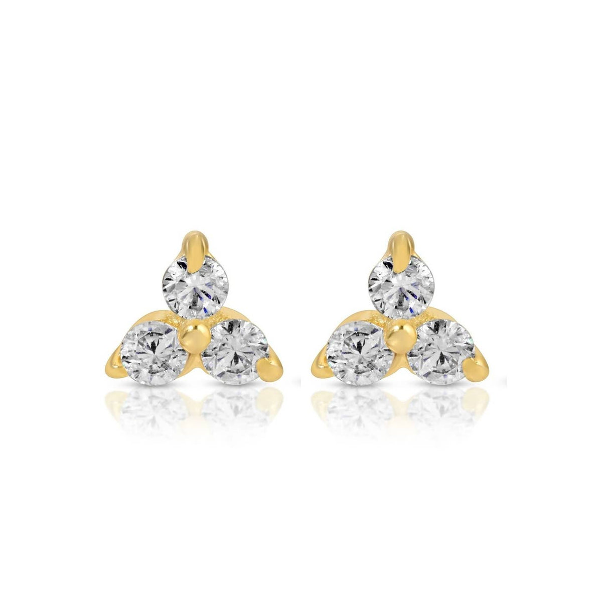 Splendid Iris Triple Cluster Studs On Velvet Tag Gold - .15"