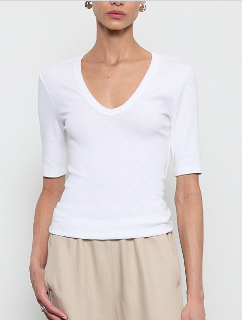 Enza Costa Textured Rib Half Sleeve U